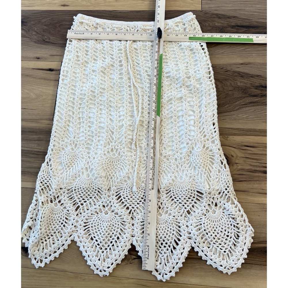 Caslon Crochet Lace Midi Skirt Womens M Ivory‎ Boho Lined Scallop Hem - Picture 2 of 6